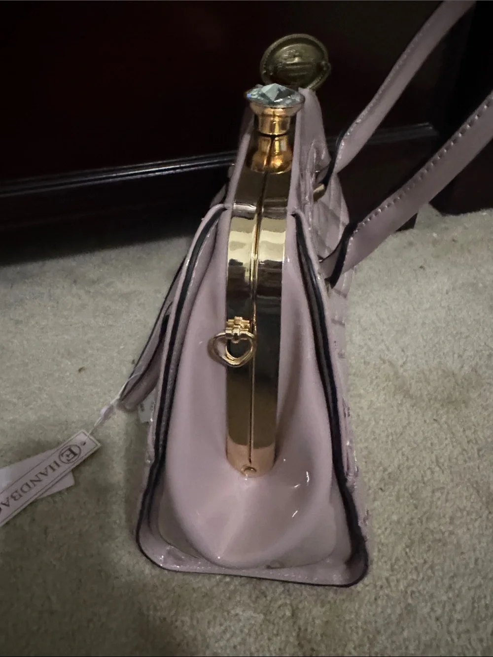 Handbag Quilted Top-Handle Satchel in Dusty Pink